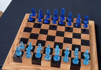 Jeu d'échecs pour enfants en bois massif artisanal de luxe haut de gamme avec pièces d'échecs, boîte à échecs, taille personnalisée, cadeau