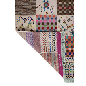 พรมไหมไผ่ผสมขนสัตว์ถักมือลายแมนชาฮ่า ไอวอรี่ หนา 10 มม. รูปทรงสี่เหลี่ยมผืนผ้า ลายปะติดแบบนามธรรม สำหรับบ้านและทางเดิน-รุ่น Les-1209 - Product Image 5