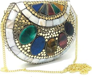 Elegante Mozaïek Clutch Tas Met Zilveren Accenten En Kralen Moderne Mozaïek Clutch Tas Voor Vrouwen En Meisjes Van Artisan <span class=keywords><strong>Auar</strong></span>