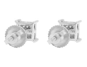 S925 Sterling <b>Silver</b> Square <b>Stud</b> Fully Iced Out Hip Hop Moissanite Round Diamond <b>Earrings</b> For Women - Product Image 4