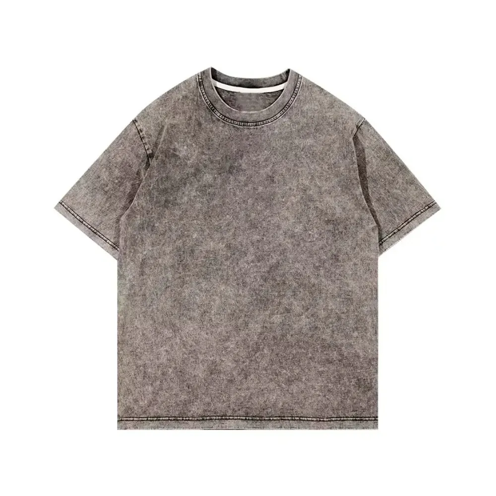Men's Clothes Oversized Tshirt 100% Cotton Streetwear Hip Hop Black Acid Wash Custom Logo Vintage T Shirts in whole sale