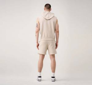 Conjunto de pantalones cortos unisex sin mangas con capucha-Conjunto de ropa deportiva informal y cómoda Ideal para gimnasio, deportes y uso diario - Product Image 3