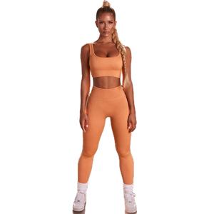 Conjunto de Yoga multicolor de verano para mujer, ropa deportiva para Fitness, gimnasio, traje para correr, sujetador corto, pantalones, Logo, cintura, ropa de ejercicio corta - Product Image 1
