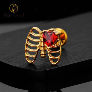 टाइटेनियम हृदय cz रिब पिंजरे कार्टिलेज 16 ग्राम गोथिक कंकाल 16 ग्राम गोथिक कंकाल - Product Image 3