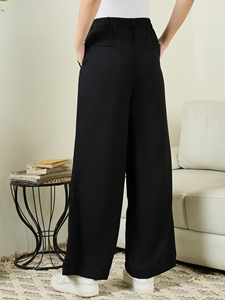 Pantalones de Crepé Holgados con Pliegues Delanteros para Mujer, Ropa de Oficina de Verano, Hechos a Medida, 100% Poliéster, para Clientes de Boutique y Revendedores de Ropa - Product Image 2