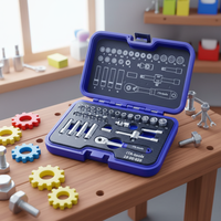 ITA Tools OEM ODM Jeu de douilles profondes à 6 pans en acier au chrome-vanadium, 28 pièces, avec boîtier moulé par soufflage, entraînement 1/4 pouce