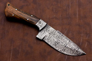 OEM Customizable Damascus Steel Skinner <b>Knife</b> Handmade Rose Wood Handle <b>Twisted</b> Pattern Leather Sheath for EDC - Product Image 2