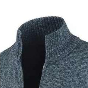 Cárdigan de Punto con Cuello Alto y Cremallera para Hombre, de Alta Calidad, con Patrón Texturizado, Transpirable, Antiencogimiento, Manga Larga, Corte Ajustado - Product Image 5