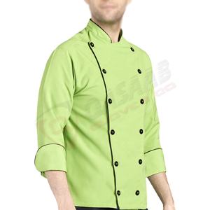 Uniformes de trabajo de verano de algodón y poliéster de color personalizado para hombre, abrigo de chef de manga larga, chaquetas de chef para restaurante - Product Image 2