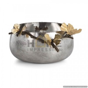 Nouveaux bols de service en métal de luxe, motif papillon et Ginkgo, dorés, design antique, vente en gros, best-seller - Product Image 2