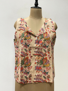 Blusa Tradicional Hecha a Mano, Ecológica, 100% Algodón, con Estampado Floral Corto, la Mejor Blusa Entallada para Mujer India con Logotipo Frontal - Product Image 3