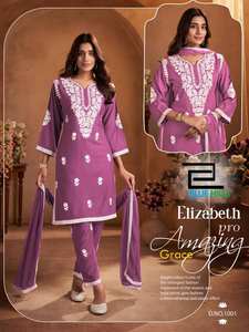 Venta al por mayor de ropa india y pakistaní rayón hilo blanco trabajo Kurti Bottom Dupatta Party-Adecuado Salwar Kameez tarifas de descuento - Product Image 3