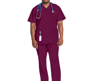 Conjuntos de Uniformes Médicos de Manga Corta Unisex de Jersey de Algodón Duradero de Primera Calidad, Transpirables, Cómodos, Elásticos y Antiarrugas - Product Image 1