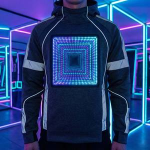 Sudadera con Capucha de Invierno Personalizada Estilo Cyberpunk, con Estampado de Espejo Infinito, 100% Algodón Felpa, Ilusión Óptica 3D, Bolsillo Transpirable, para Hombre - Product Image 6