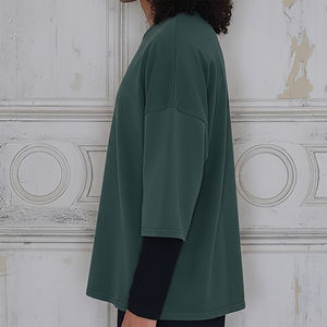 เสื้อยืดคอกลมแขนยาวทรงบ็อกซี่ สีพื้น คุณภาพสูง ทรงหลวม สไตล์สตรีทแฟชั่น สำหรับผู้ชาย รับสกรีนโลโก้ - Product Image 6