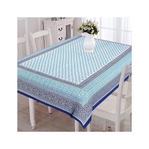 Mantel tejido de sarga de algodón azul en polvo de primera calidad 300TC GOTS certificado textura duradera lavable para fiesta y uso de mesa festivo - Product Image 6