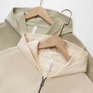 2024 hiver en gros 330-460Gsm personnalisé polaire 100% coton fermeture éclair à capuche Service OEM noir fermeture éclair araignée conception poche hommes fait - Product Image 2