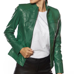 Veste en cuir à col montant pour femme, grande taille, tricotée respirante pour l'extérieur - Product Image 2