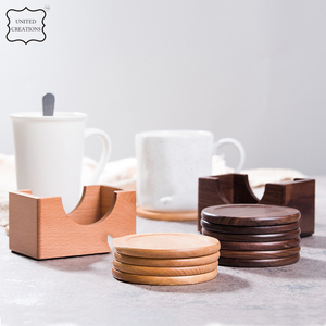 Sous-verres 2 couleurs en bois épais naturel Sous-verres en bois blanc isolé classique noyer bambou hêtre à usage décoratif - Product Image 6