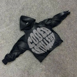 เสื้อฮู้ดเย็บและตัดเย็บด้วยพลอยเทียมมีฮู้ดใช้ได้ทั้งชายและหญิง500Gsm มีขนาดพิเศษสำหรับผู้ชาย - Product Image 1