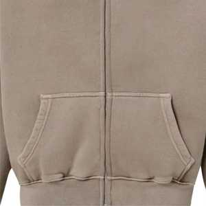 Poids lourd personnalisé surdimensionné fermeture éclair polaire blanc plaine Streetwear Vintage pull en détresse poche sweats à capuche pour hommes 2025 - Product Image 5