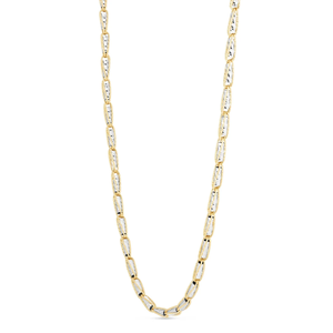 Collier chaîne à maillons unisexe 3.2mm bicolore en argent sterling 925 massif avec or jaune 14 carats bijoux de mode quotidiens - Product Image 1