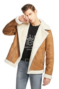 Nouvel arrivage de veste de moto en cuir de fourrure de mouton pour hommes équitation course motard en cuir véritable veste d'hiver de moto - Product Image 4