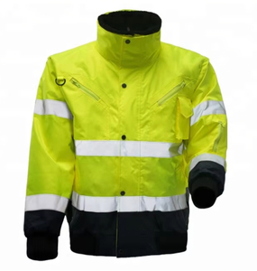 Chaqueta de bombardero de seguridad de alta visibilidad para hombre, ropa de trabajo reflectante cálida impermeable para exteriores con bolsillo para trabajo o deportes - Product Image 3