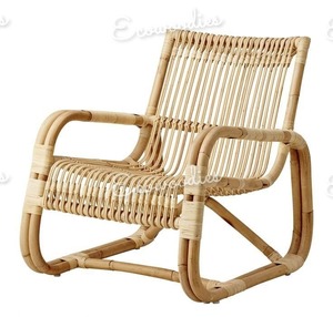 Silla de relajación escandinava Material de madera maciza Silla de jardín de color natural tejida de ratán natural para café al aire libre Restaurante Resort - Product Image 6