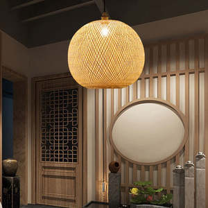 Lampe suspendue en rotin moderne écologique amovible faite à la main pour le salon - Product Image 2