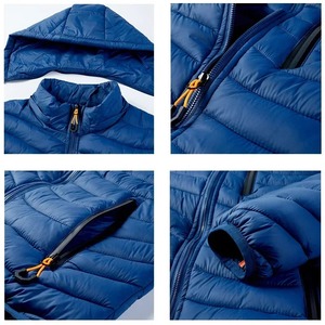 Veste d'hiver épaisse et chaude de couleur unie pour homme, en gros, avec logo personnalisé, veste matelassée personnalisée - Product Image 3