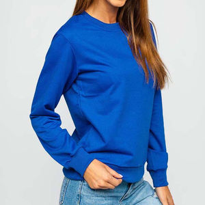 Sweat femme bleu col rond pull à capuche sweat manches longues avec broderie 3D pour la vente en gros par Overseas Sports - Product Image 3