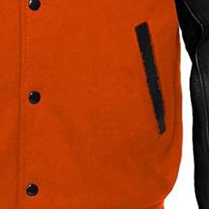 Chaqueta de Béisbol Varsity para Hombre, de Lana de Alta Calidad, Bordada, Gruesa, Informal, con Botones, para Invierno, Color Naranja - Product Image 5