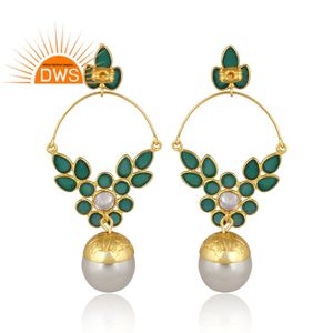 Pendiente colgante de múltiples piedras preciosas naturales chapado en oro de 18 quilates de último diseño, fabricante de joyería fina Demi - Product Image 4