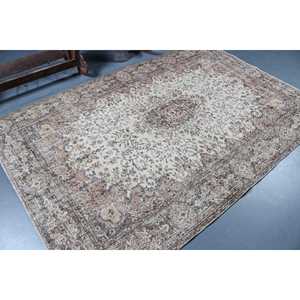 Tapis turc vintage 5,4x8,3 pi (166x252 cm), tapis marron à motifs floraux - Product Image 2