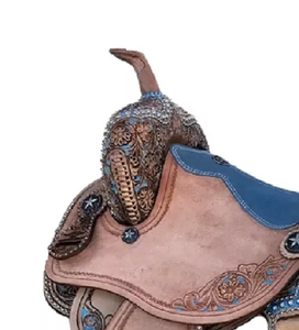 ชุดอานม้าหนังแท้คุณภาพระดับพรีเมี่ยมสำหรับความทนทานแบบตะวันตกและของจำเป็นสำหรับการขี่ม้าแข่งรถภาษาอังกฤษ - Product Image 4