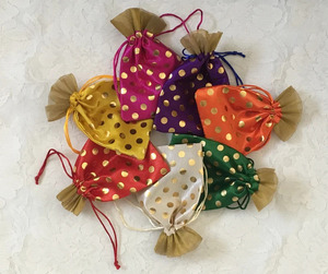 Cotton Potli <b>Bag</b> Vintage Bohemian Style Indian Wedding Gift and Return Favor <b>Bag</b> for Haldi Mehendi and Eid Nikha Gift <b>Bag</b> - Product Image 2