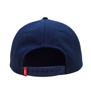 OEM ODM Custom 5 Panel <b>Navy</b> Blue Embroidered Snapback Cap Adjustable Strap Cotton Material Stylish for Streetwear Men and Women - Product Image 3