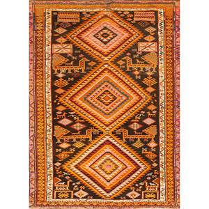 Tapis en laine tissée plate Aalam Paem-1256 gris et noir à rayures géométriques pour salon d'adolescents - Product Image 1