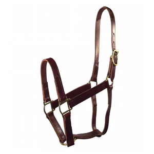 Luxueux personnalisé cheval marron licou en laiton massif Double boucle matériel facile dimensionnement cuir Nylon Western selle fabriqué en inde - Product Image 2