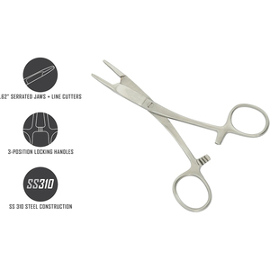 Fórceps de pescado con tijeras, herramientas de pesca con mosca, pinzas de pesca con mosca con acabado Dall, acero inoxidable alemán - Product Image 2