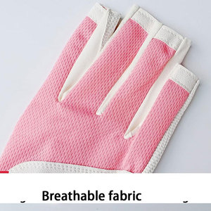 Pink White Breathable Mesh Genuine <b>Leather</b> Golf Gloves Unisex Sports Half Finger Design Pull on Closure - Product Image 6