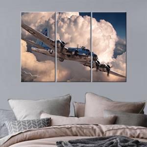 Impresión en lienzo moderna y elegante: decoración de pared con diseño de aviones militares, 3P: estirado sobre lienzo - Product Image 1