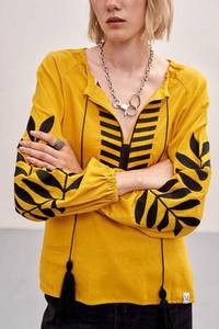 Robe tunique brodée à manches longues pour femme, haut de soirée décontracté - Product Image 3