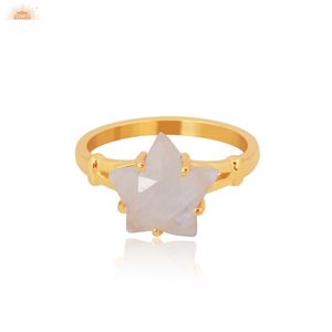 Véritable pierre de lune arc-en-ciel Jeu de broches en or massif 14k pour femmes Fabrication de bijoux personnalisés faits à la main - Product Image 2