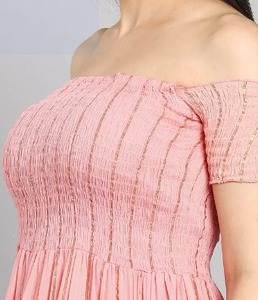 เดรสผ้าฝ้ายอินเดียทำด้วยมือสำหรับผู้หญิงชุดเดรสผ้าฝ้ายสไตล์อินเทรนด์พิมพ์ลายดอกไม้ฤดูร้อนและงานปาร์ตี้ซักได้สำหรับใช้งานกลางแจ้งทุกวัน - Product Image 4