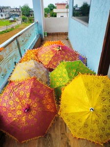 Toile de fond décorative multicolore pour parapluie et parasol pour décorations de plafond de mariage, fête, événement, décoration de temple suspendue - Product Image 2