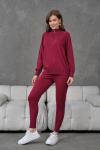 Ensemble de survêtement élégant pour femme, deux pièces, pull à demi-zip, jambe skinny, sport, décontracté, manches longues, tricot de haute qualité, élégant - Product Image 3