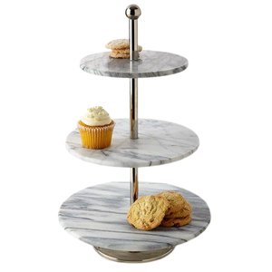 Soporte de pastel de mármol de diseño atractivo con soportes de Metal forma redonda para ocasiones especiales y eventos soporte de pastel molde epoxi de resina - Product Image 2