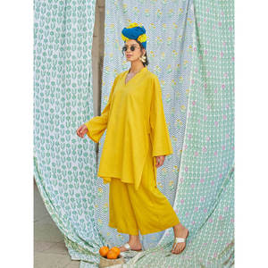 Ensemble court en coton pour femmes Amlie - Tenue de bureau unie en 2 pièces - Product Image 1